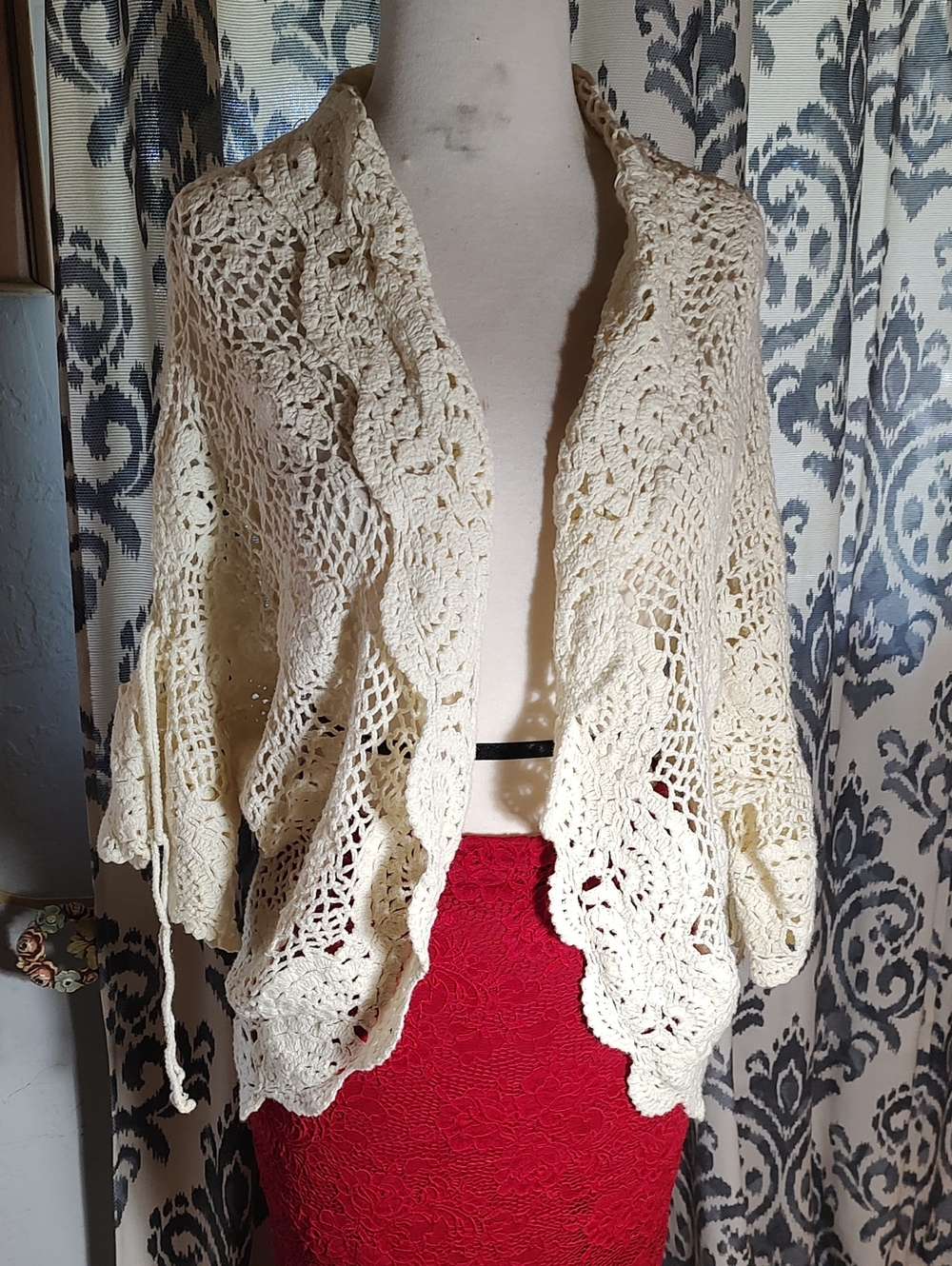 Crochet Open-Front Women Sweater Cardigan - Cream